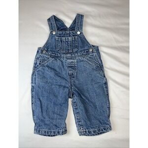 BabyPlace Infant‎ Bib Lined Overalls Sz 3-6 Months Denim Jean Snap Button VTG
